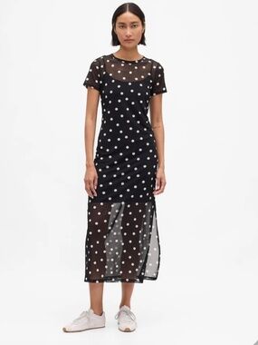 Gap mesh polka dot dress